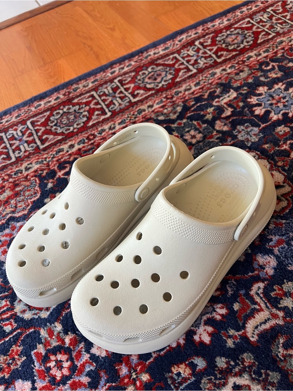 Crocs Classic Crush in Bone platform sandals